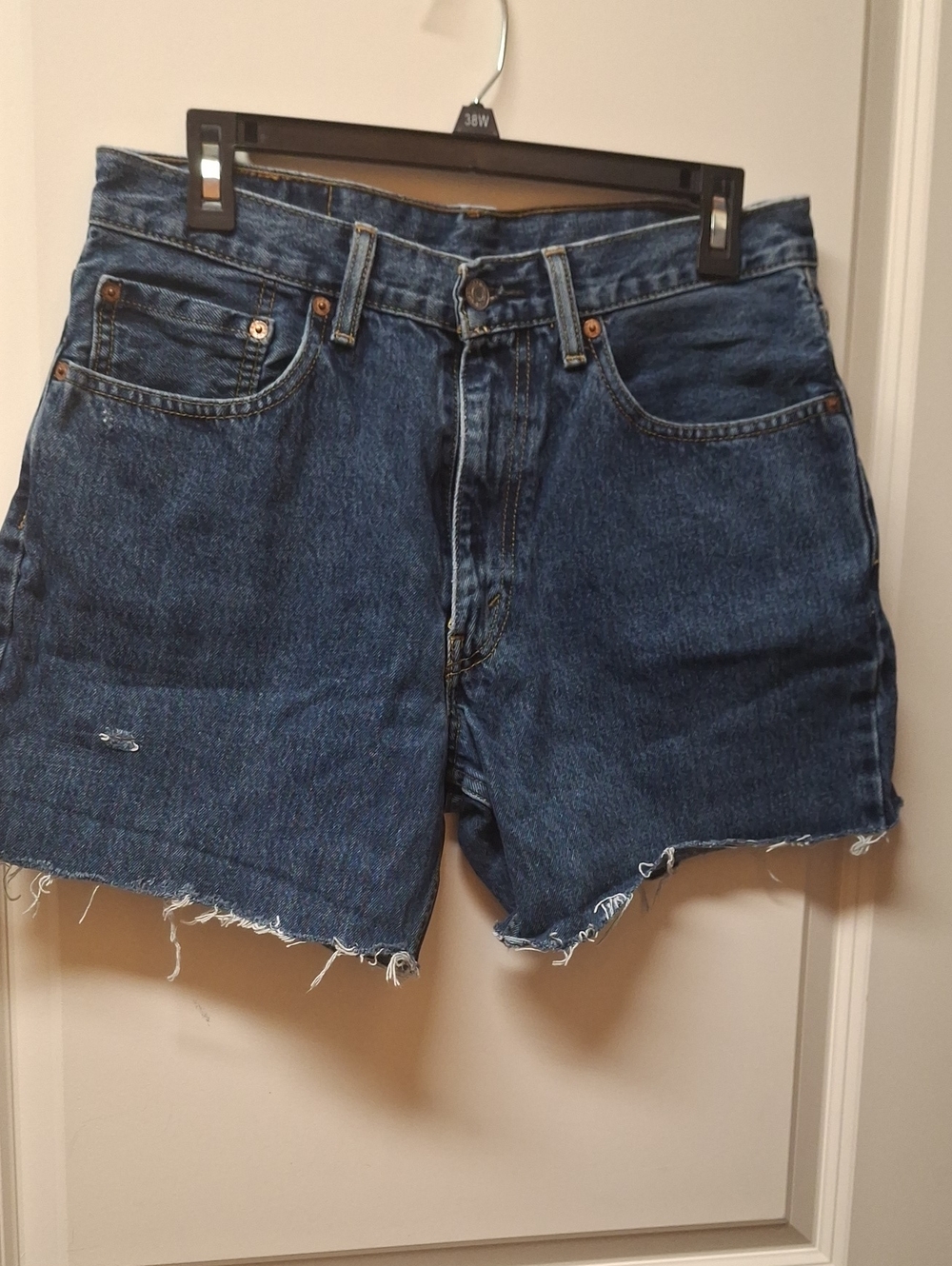Levi's Dark Blue High-Rise Cutoff Jean Shorts